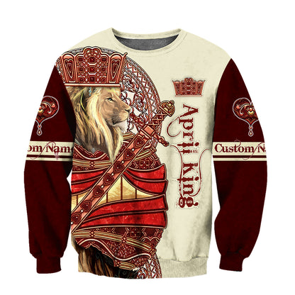 Custom Name April King Lion 3D All Over Printed Unisex Shirts