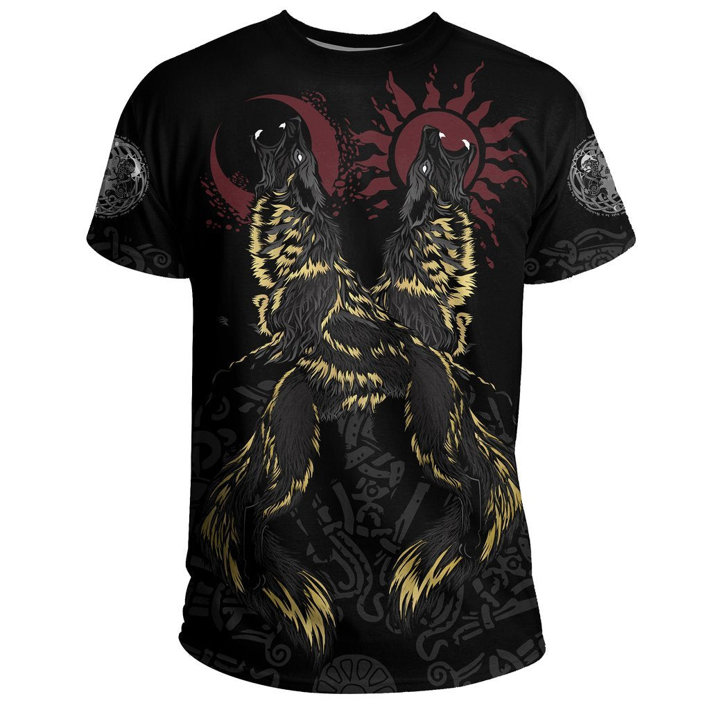 Vikings - The Wolves Skoll and Hati-Apparel-HP Arts-T-Shirt-S-Vibe Cosy™
