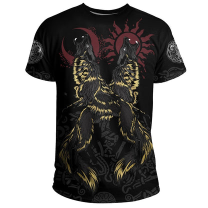 Vikings - The Wolves Skoll and Hati-Apparel-HP Arts-T-Shirt-S-Vibe Cosy™
