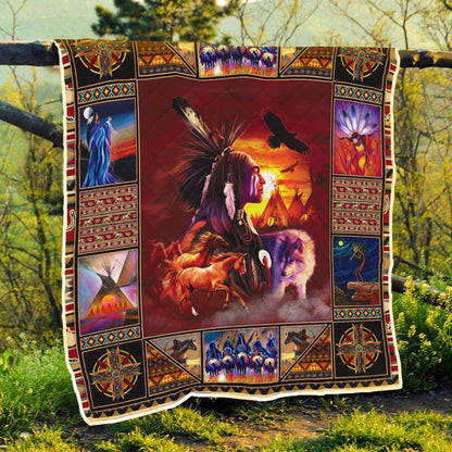 Native American 3D All Over Printed Blanket