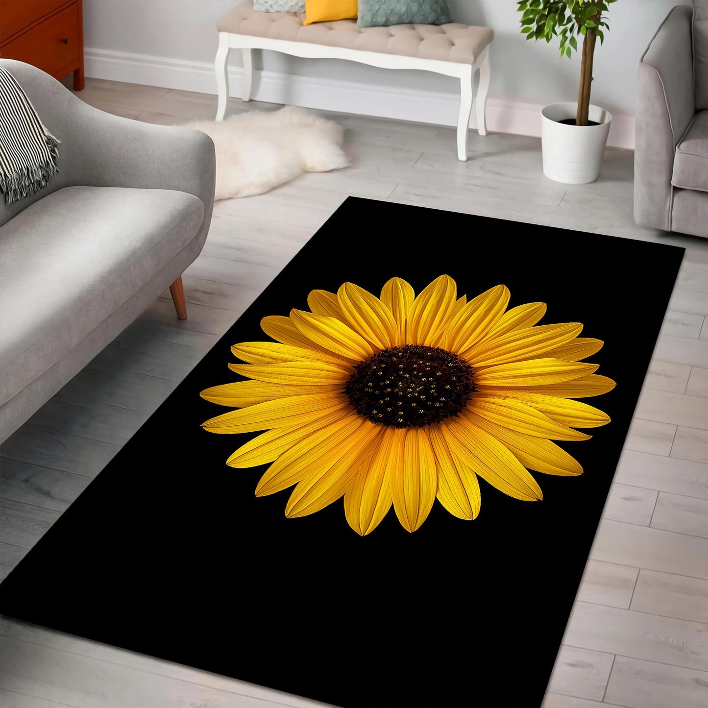 Sunflower In The Night Rug DQB07272001-TQH-Rug-TQH-S (3'x5')-Vibe Cosy™