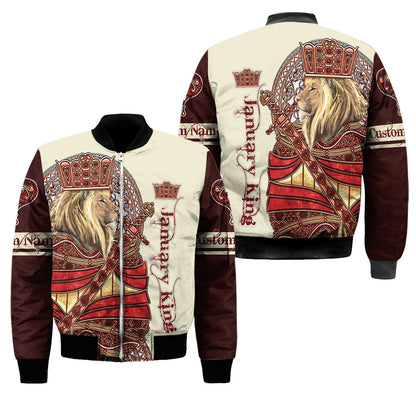 Custom Name January King Lion 3D All Over Printed Unisex Shirts