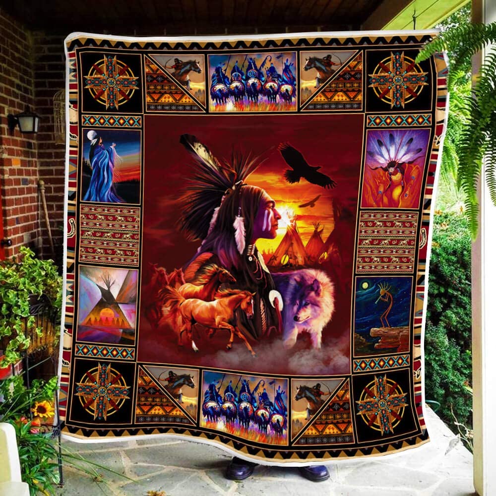 Native American 3D All Over Printed Blanket
