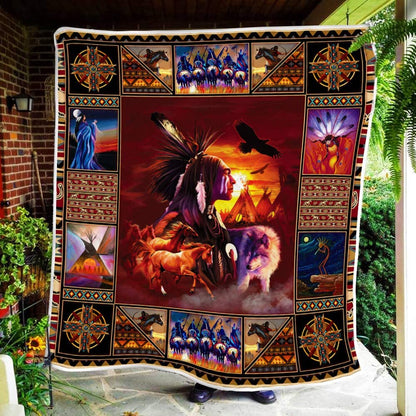 Native American 3D All Over Printed Blanket