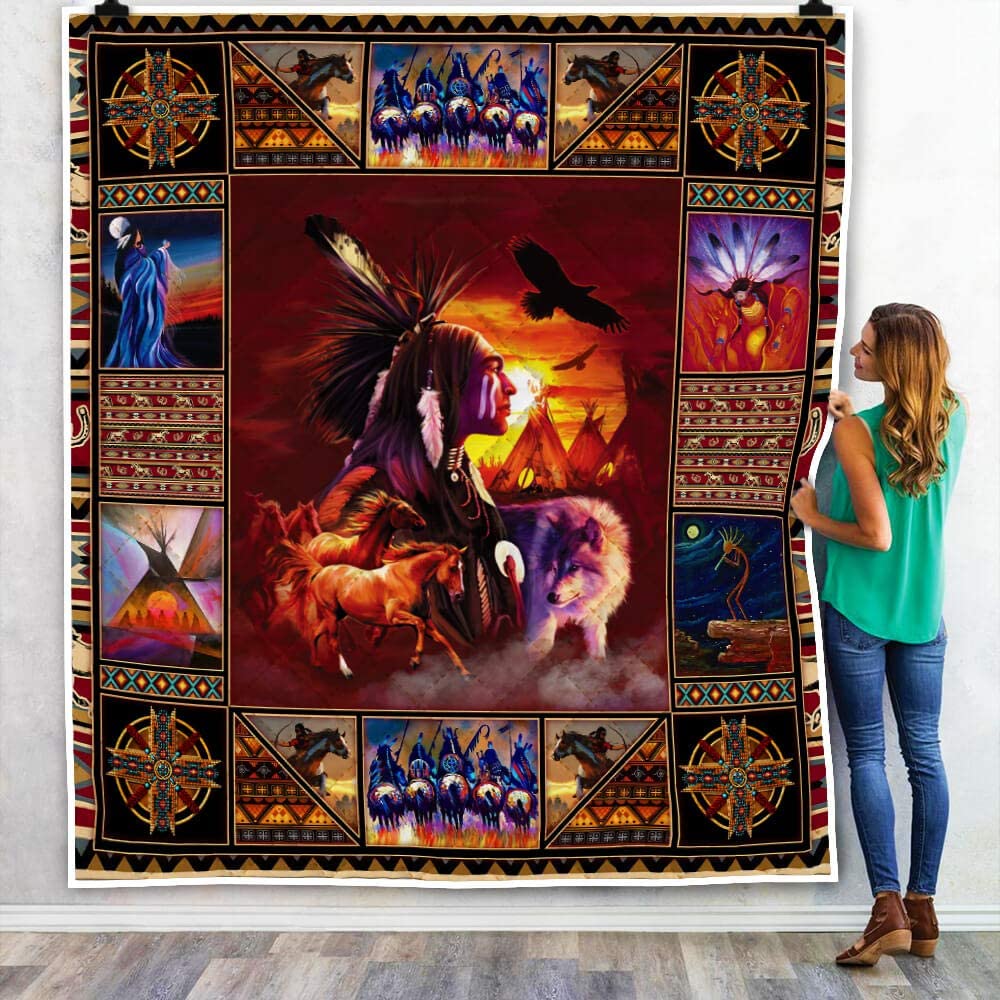 Native American 3D All Over Printed Blanket