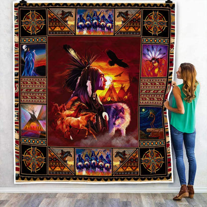 Native American 3D All Over Printed Blanket