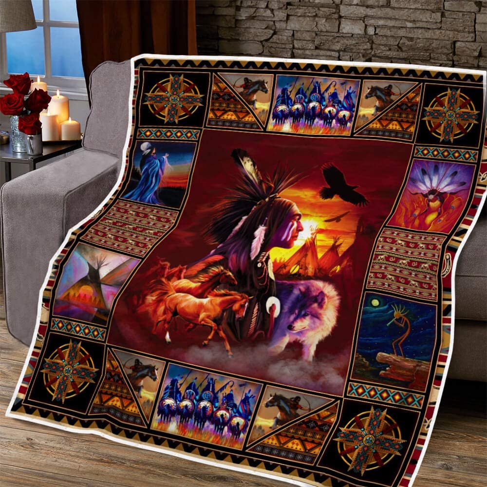 Native American 3D All Over Printed Blanket