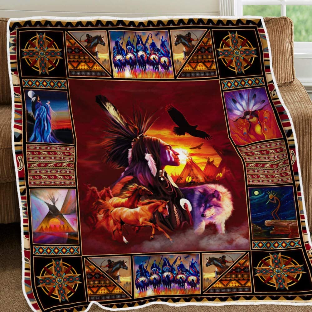 Native American 3D All Over Printed Blanket