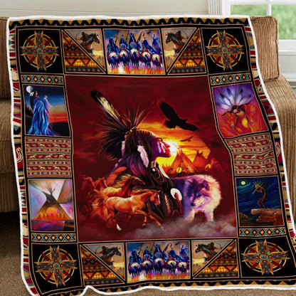Native American 3D All Over Printed Blanket