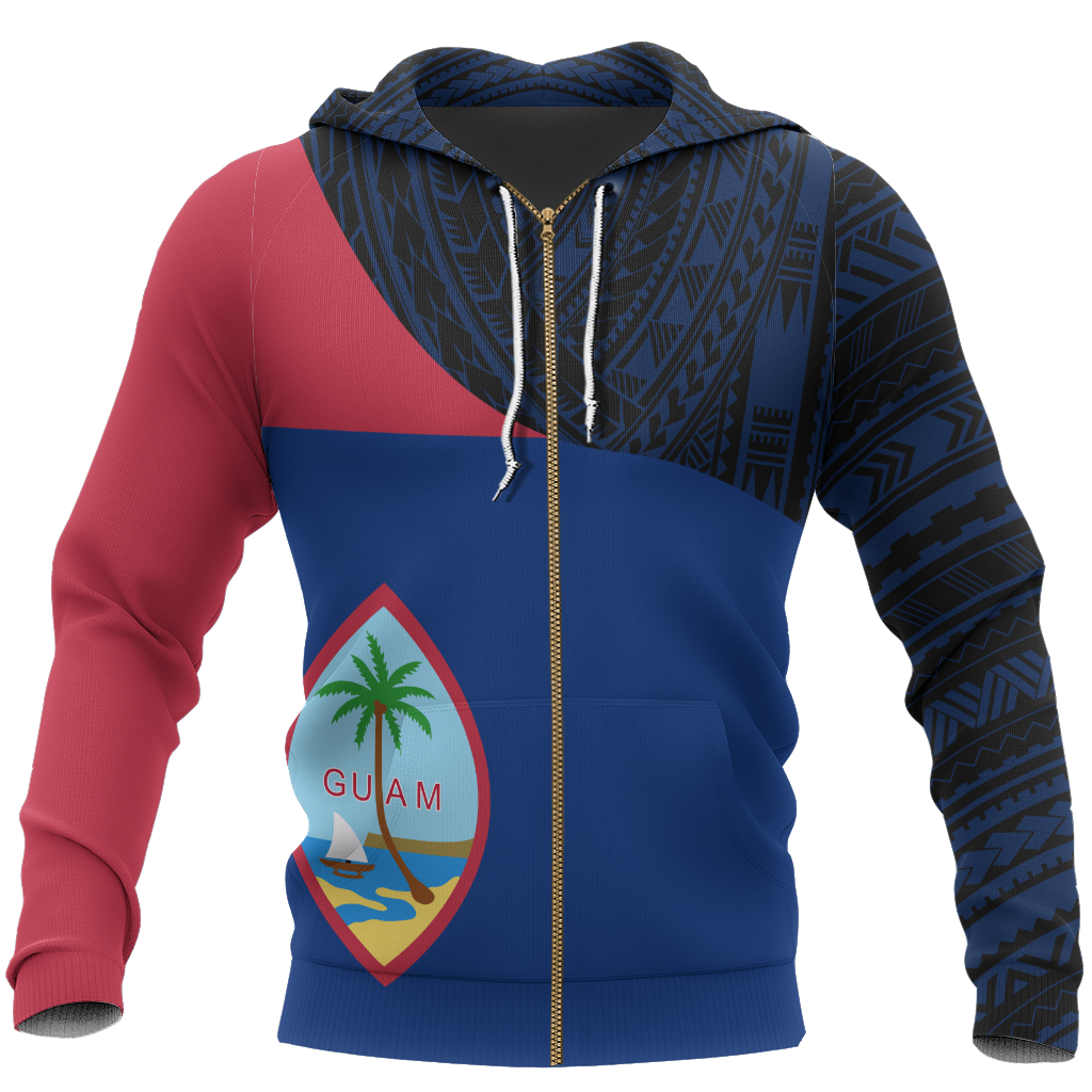 Guam Flag Curve Concept Allover Hoodie-Apparel-HP Arts-Zipped Hoodie-S-Vibe Cosy™