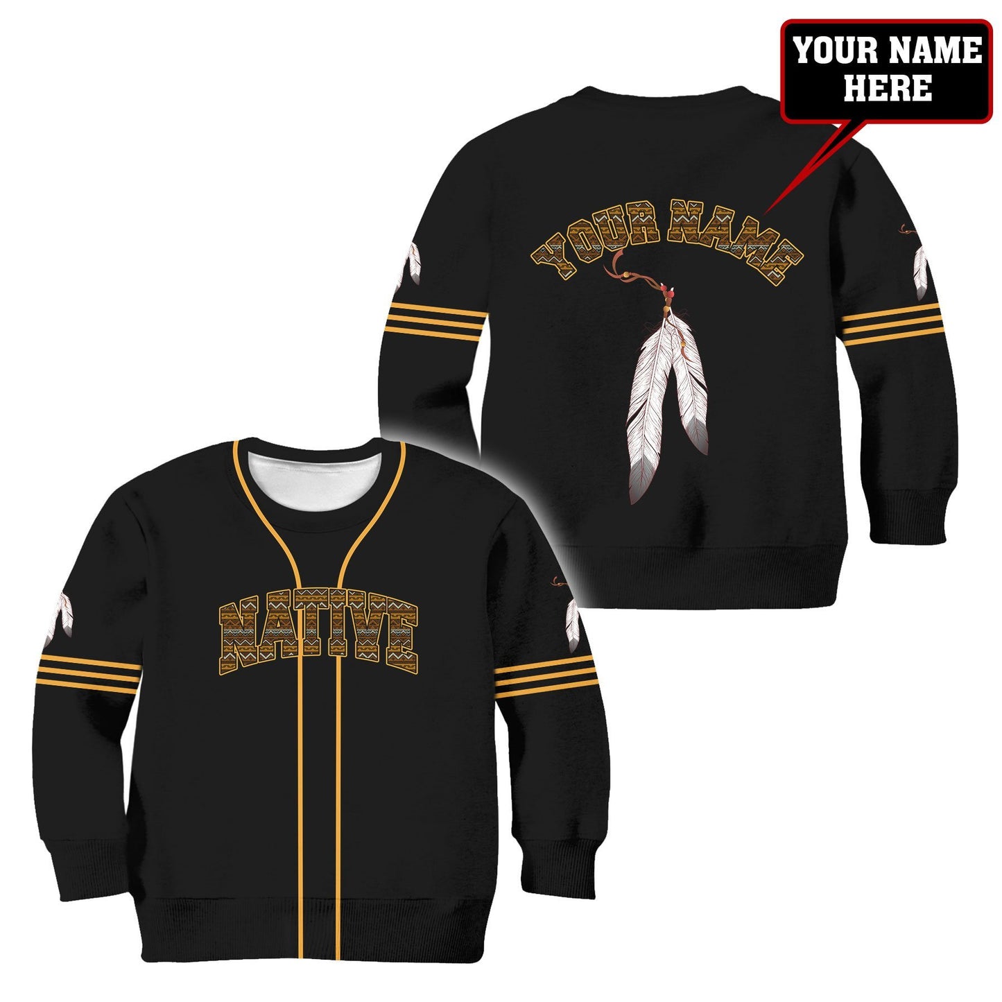 Custom Name Native American 3D All Over Printed Shirts For Kids