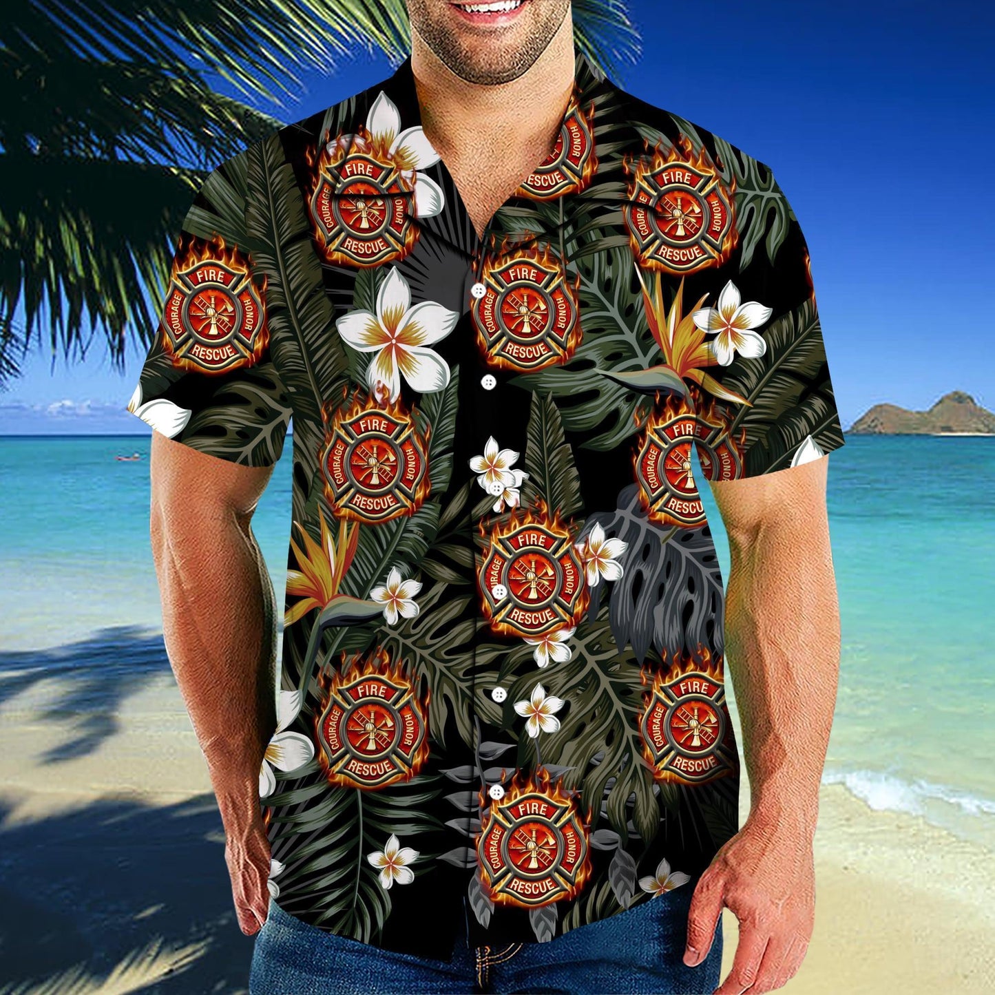 Floral Firefighter Shirt For Men TQH200809