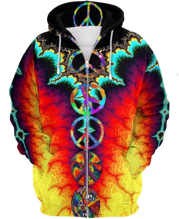 Fractal Peace HG1087-Apparel-HG-Zipper Hoodie-S-Vibe Cosy™