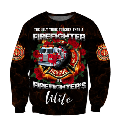 All Over Printed Firefighter's Wife Hoodie MEI