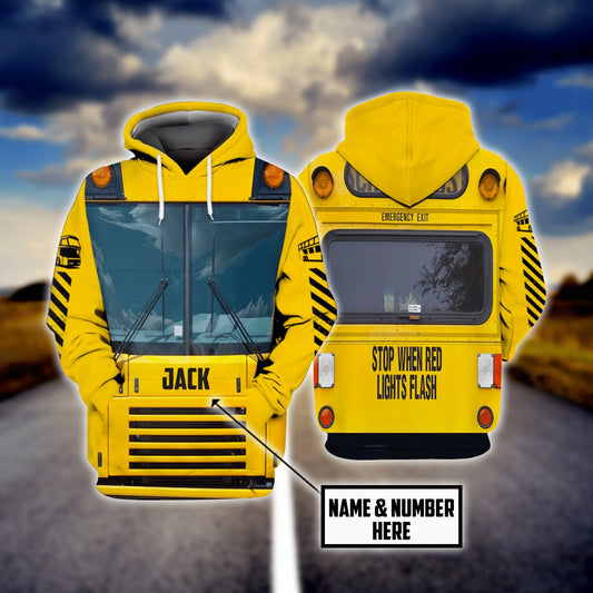 School Bus Stop When Red Lights Flash 3D Full Print Hoodie