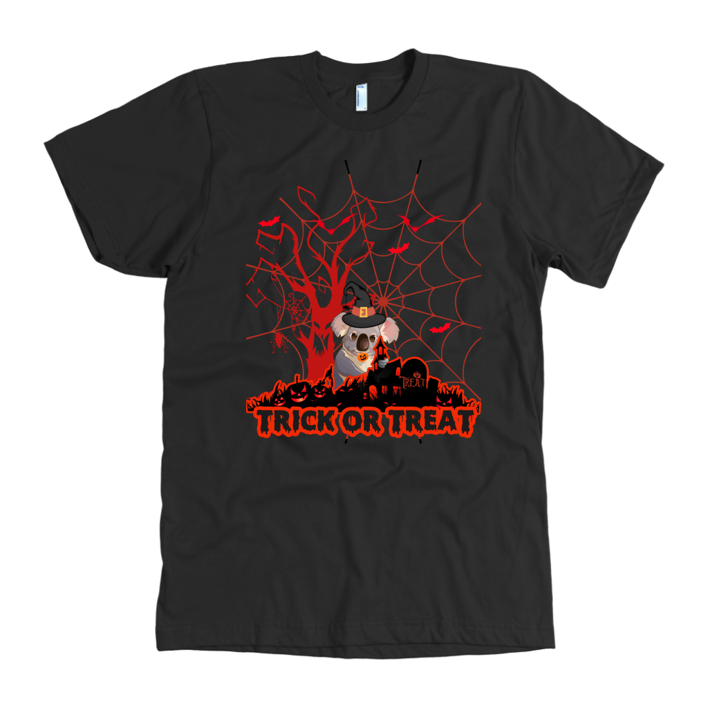 Australian Koala Trick or Treat Halloween Red T-Shirt 01 H9-T-SHIRTS-HP Arts-American Apparel Mens-Black-S-Vibe Cosy™