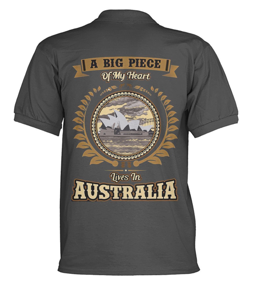 Australia in My Heart Polo T-Shirt - BN04-POLO T-SHIRTS-HP Arts-Charcoal-S-Men's Polo-Vibe Cosy™