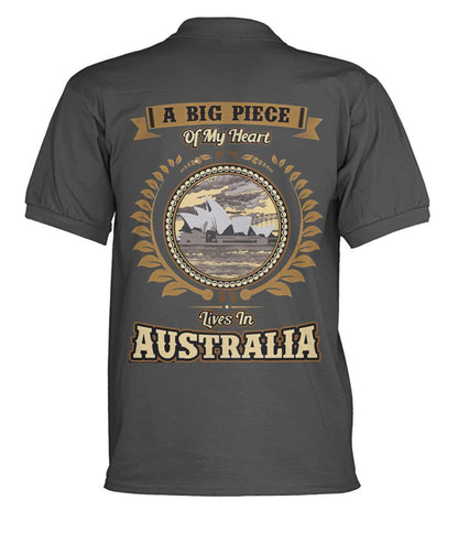 Australia in My Heart Polo T-Shirt - BN04-POLO T-SHIRTS-HP Arts-Charcoal-S-Men's Polo-Vibe Cosy™
