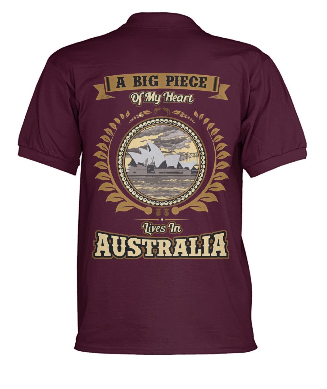Australia in My Heart Polo T-Shirt - BN04-POLO T-SHIRTS-HP Arts-Maroon-S-Men's Polo-Vibe Cosy™
