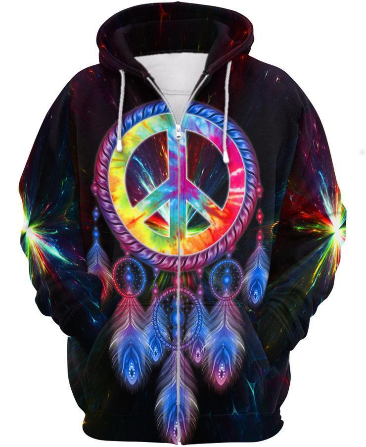 Peace Dreamcatcher HG1088-Apparel-HG-Zipper Hoodie-S-Vibe Cosy™