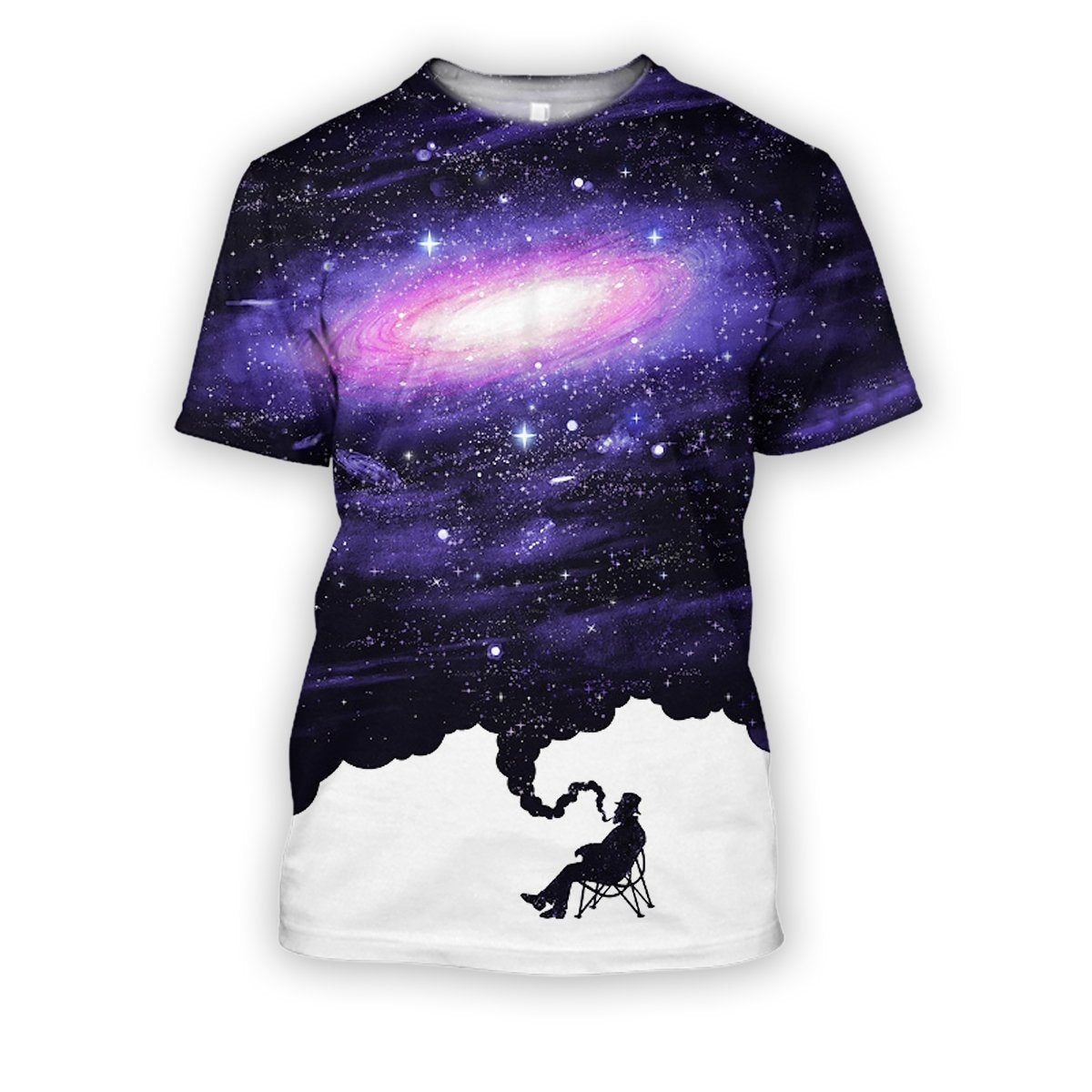 All over print old man smoking galaxy-Apparel-HbArts-T-Shirt-S-Vibe Cosy™
