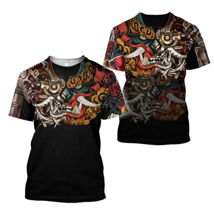 Japan Mask Tattoo 3D All Over Printed Unisex Shirt
