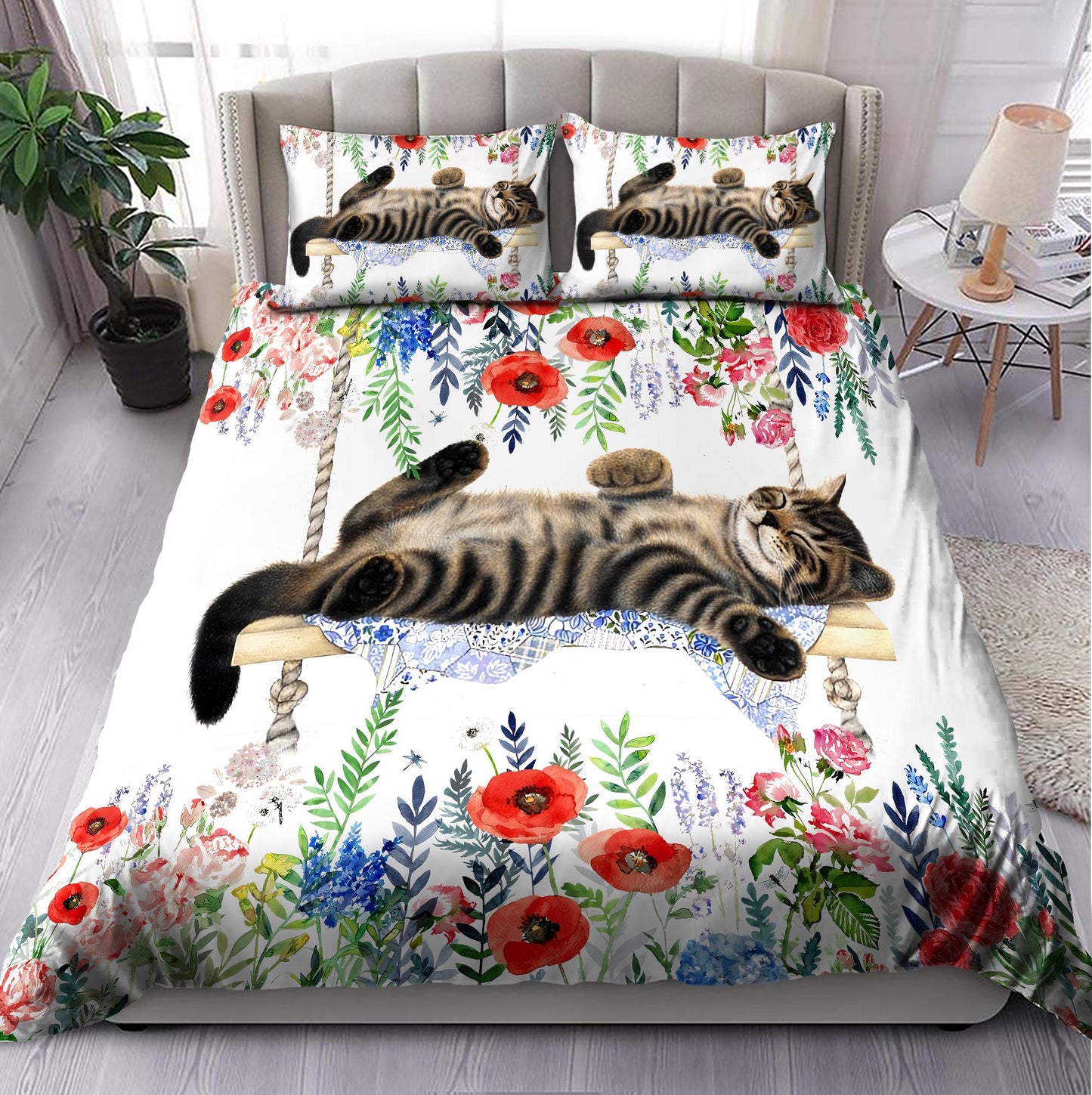 Cute Sleeping Cat Bedding Set TQH200823