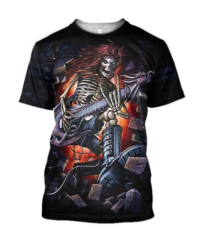 Rock and roll Skull music 3D all over printed for man and women JJ27062002-Apparel-PL8386-T- Shirt-S-Vibe Cosy™