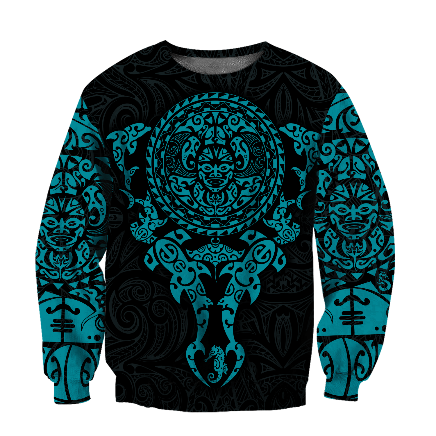 Maori tangaroa blue tattoo 3d all over printed shirt and short for man and women HHT20072001-Apparel-PL8386-Sweatshirt-S-Vibe Cosy™