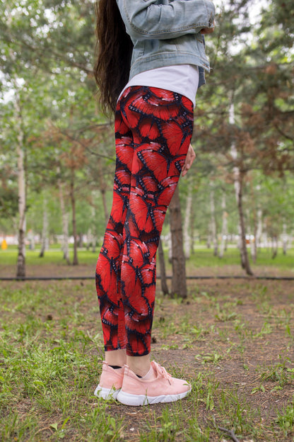 3D All Over Red Butterflies Hoodie Dress Leggings Blanket-Apparel-Khanh Arts-Hoodie Dress-S-Vibe Cosy™