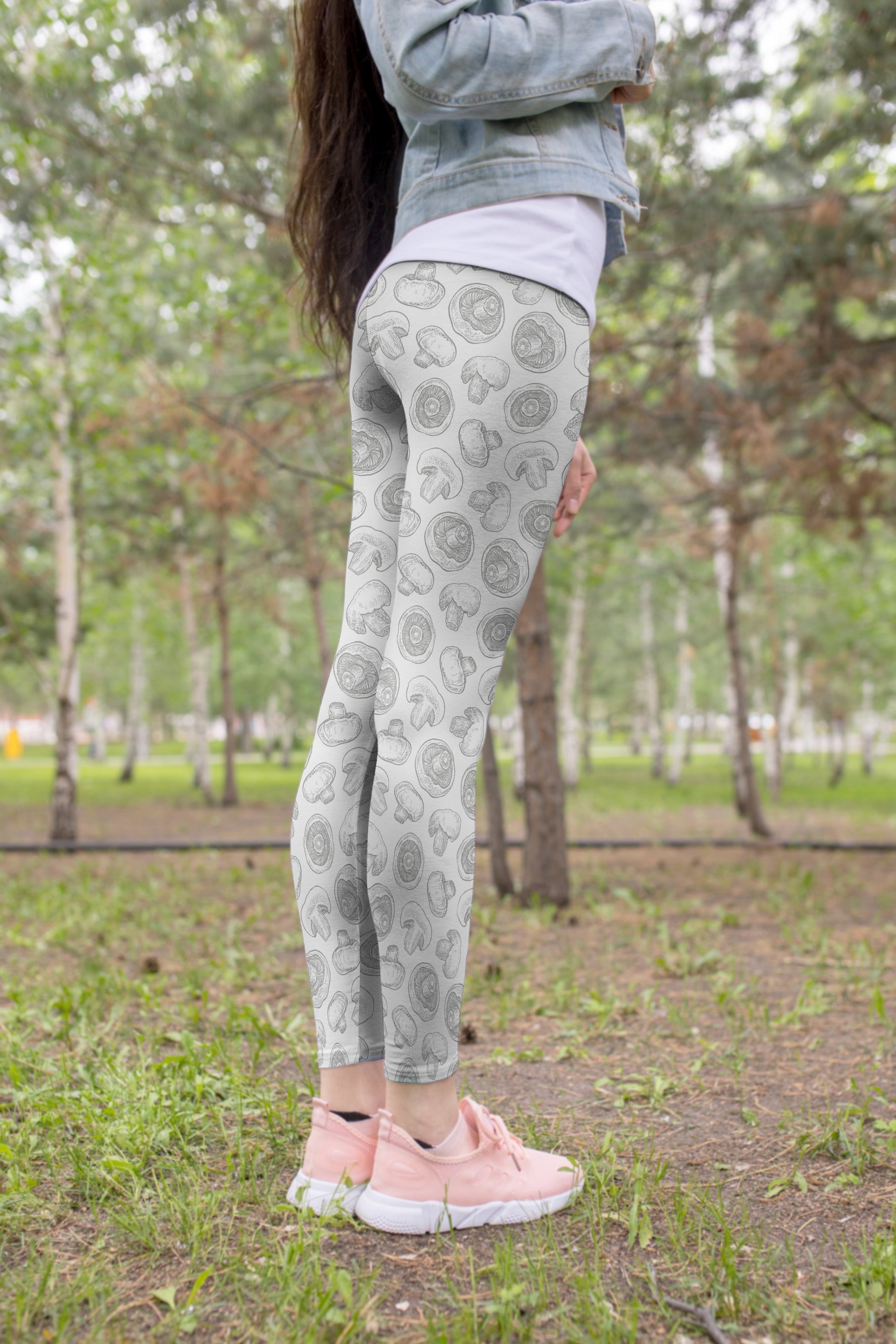 All Over Printing White Mushroom Hoodie Dress-Apparel-Phaethon-Hoodie Dress-S-Vibe Cosy™