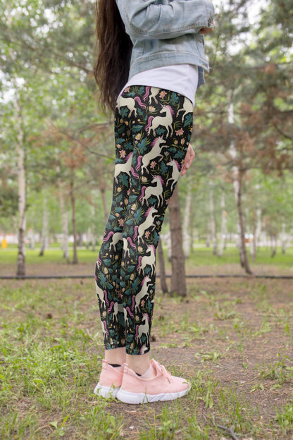 3D All Over Unicorn And Flower Hoodie Dress-Apparel-Phaethon-Legging-XS-Vibe Cosy™