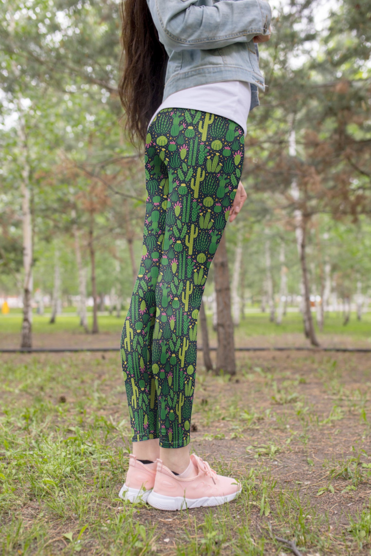 All Over Printing Green Cactus Have Flower Hoodie Dress-Apparel-Phaethon-Legging-XS-Vibe Cosy™