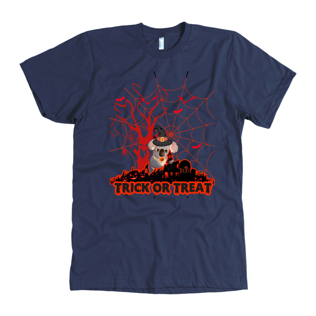 Australian Koala Trick or Treat Halloween Red T-Shirt 01 H9-T-SHIRTS-HP Arts-American Apparel Mens-Navy-S-Vibe Cosy™