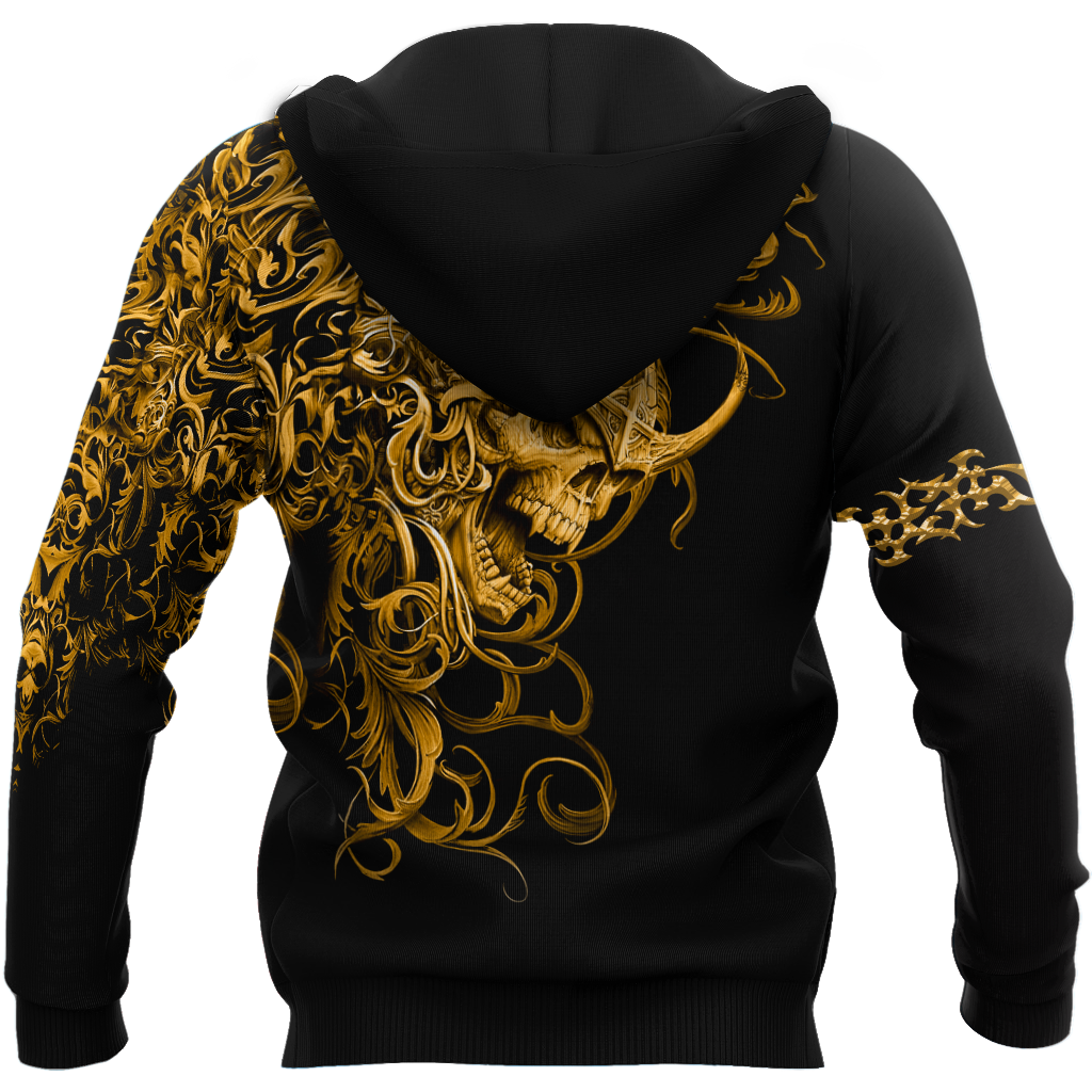 Premium Skull 3D All Over Printed Unisex Shirts Golden Warrior