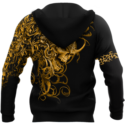 Premium Skull 3D All Over Printed Unisex Shirts Golden Warrior
