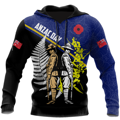 Honor and respect day blue ver. Australia and Kiwi Veteran 3D print shirts