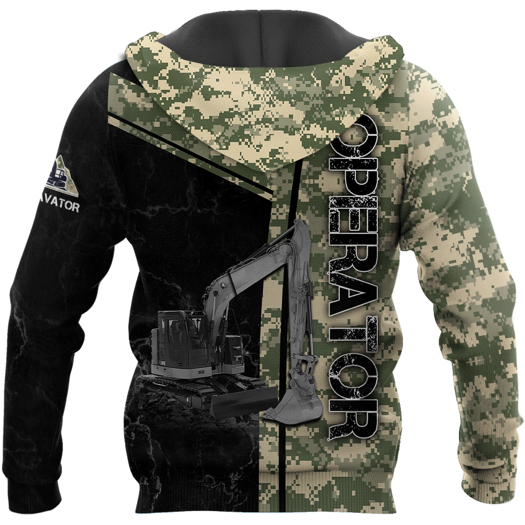 Premium Personalized 3D Printed Camo Excavator Operator Shirts MEI