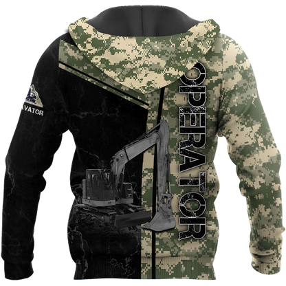 Premium Personalized 3D Printed Camo Excavator Operator Shirts MEI