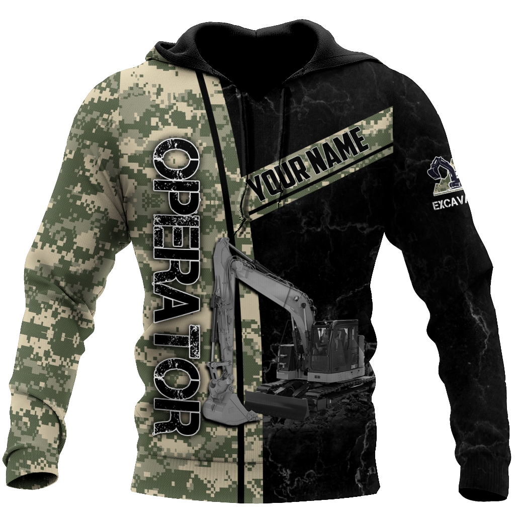 Premium Personalized 3D Printed Camo Excavator Operator Shirts MEI