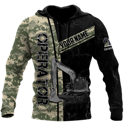 Premium Personalized 3D Printed Camo Excavator Operator Shirts MEI
