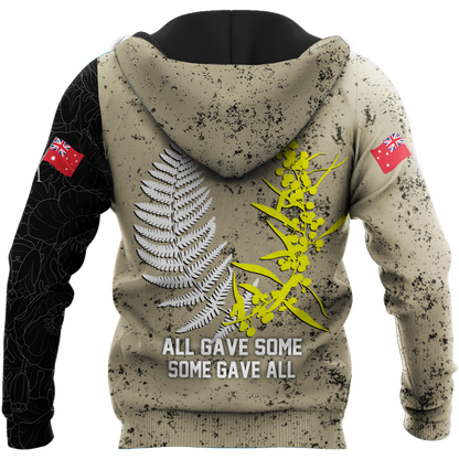 Anzac day in my heart Australia and Kiwi Veteran 3D print shirt
