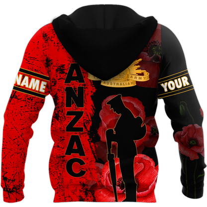 Premium Personalized Anzac Day Poppy 3D Printed Unisex Shirts TN