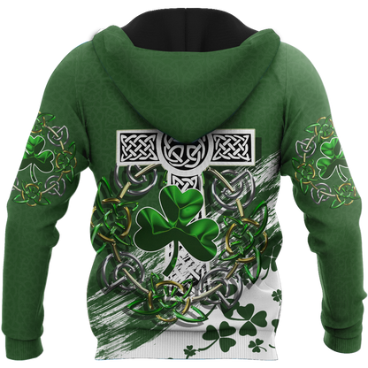 Premium Unisex Hoodie Custom Name Irish St.Patrick Day The Cross And Shamrock ML