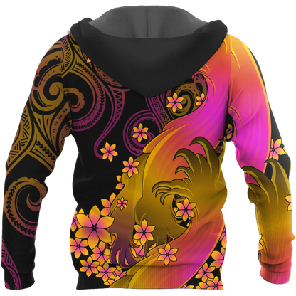 Amazing Polynesian Personalized Wave And Frangipani Unisex Deluxe Hoodie ML