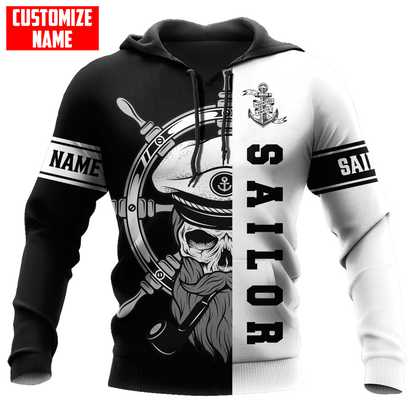 Skull Sailor on the Helm Custom name 3D printed shirts