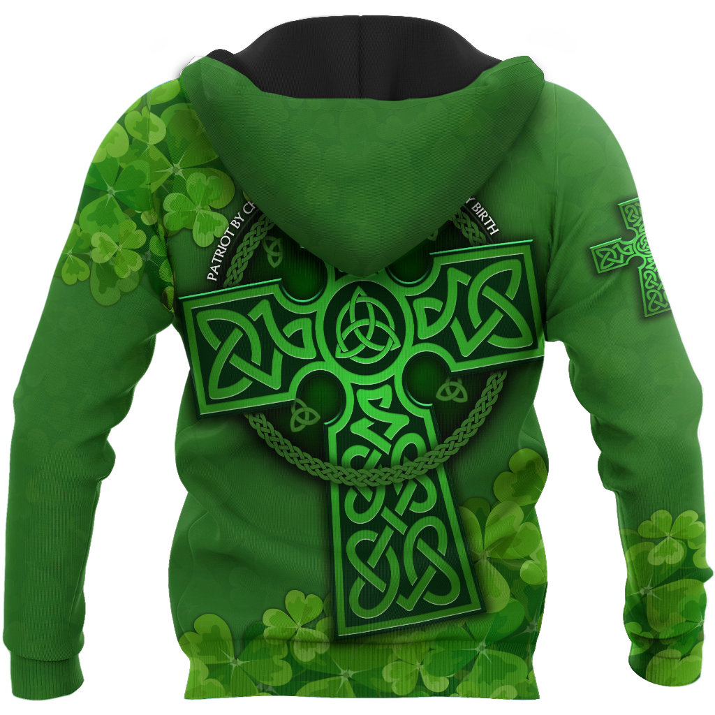 Premium Unisex Hoodie Irish St.Patrick  Celtic Cross And Shamrock  ML