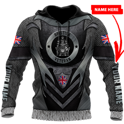 Personalized Name XT Bristish Veteran 3D Printed Shirts PD01042103