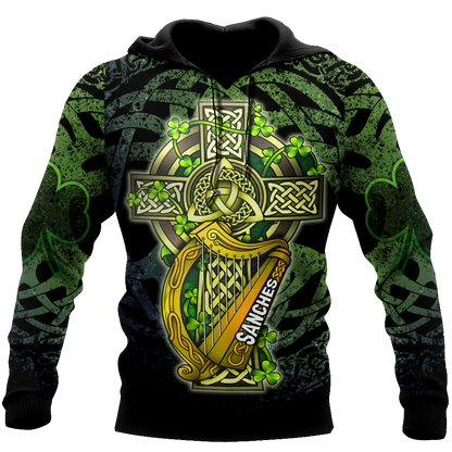 Customize Name Celtic Cross And Harp Hoodie For Men And Women MH04022102