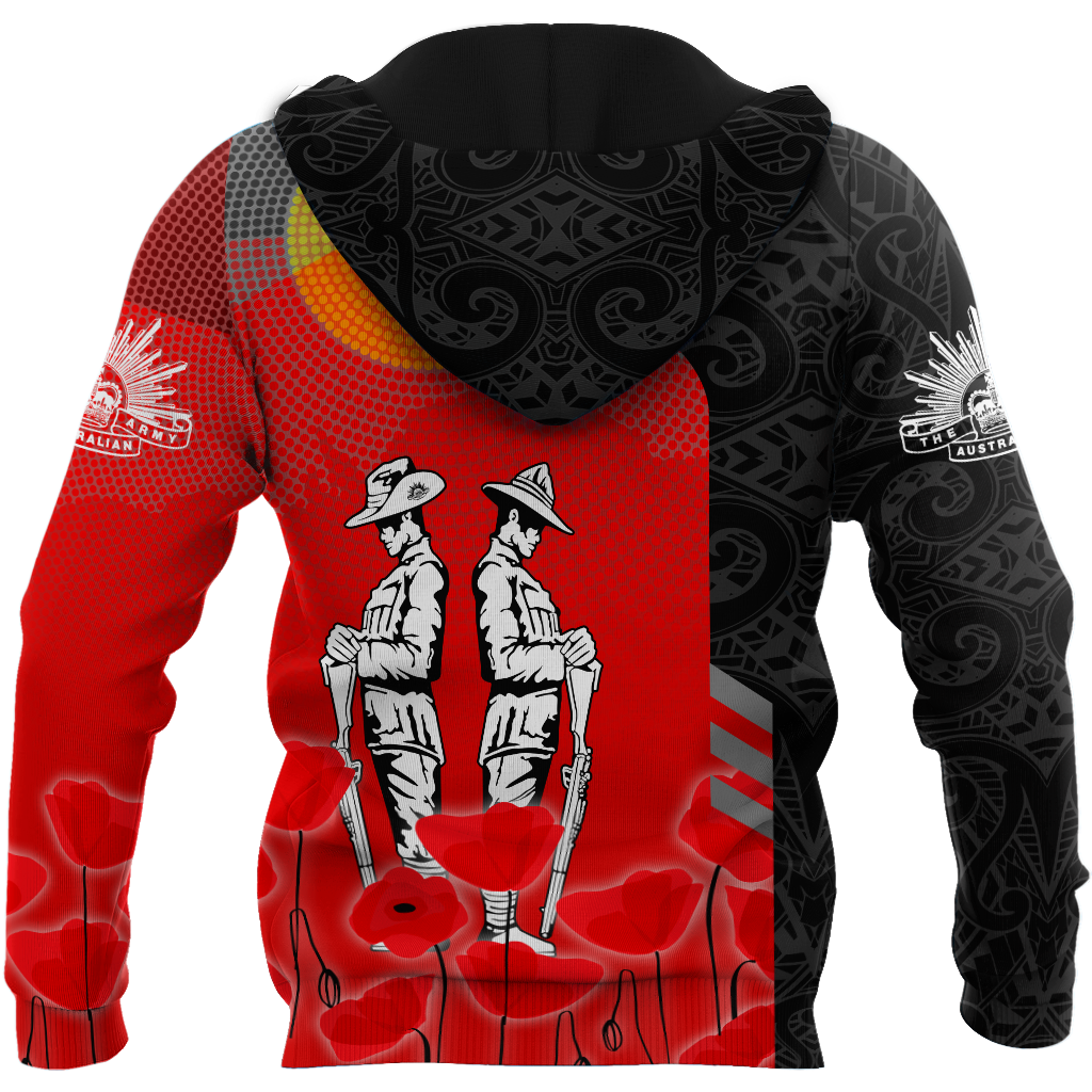 Premium Unisex Hoodie Personalized Remember Anzac Day Maori Tattoo And Aboriginal ML